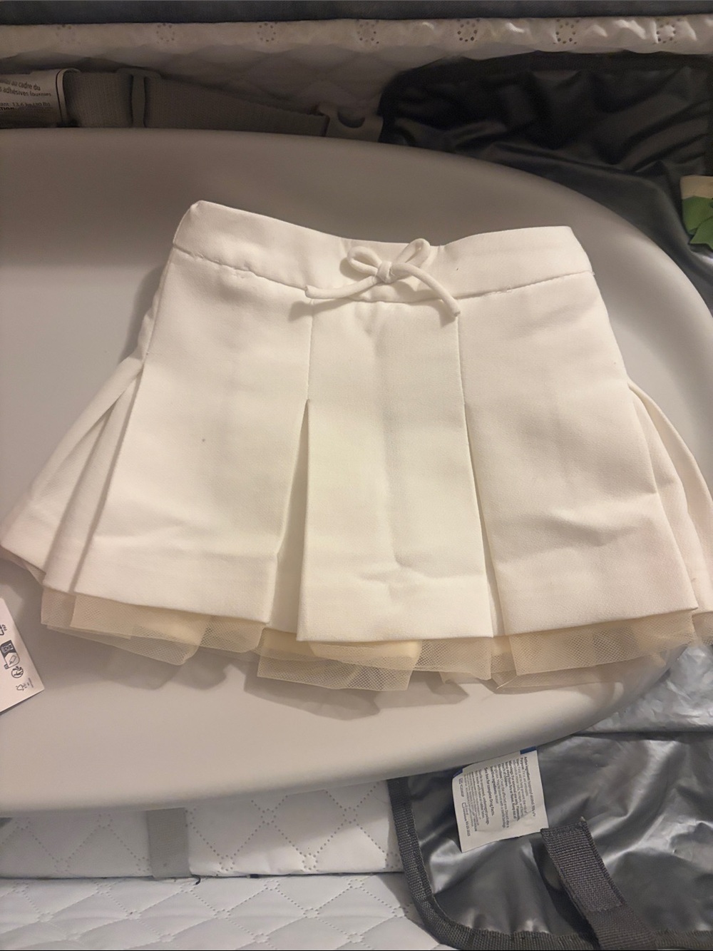 Girls White Pleated Skirt with Tulle Trim zara